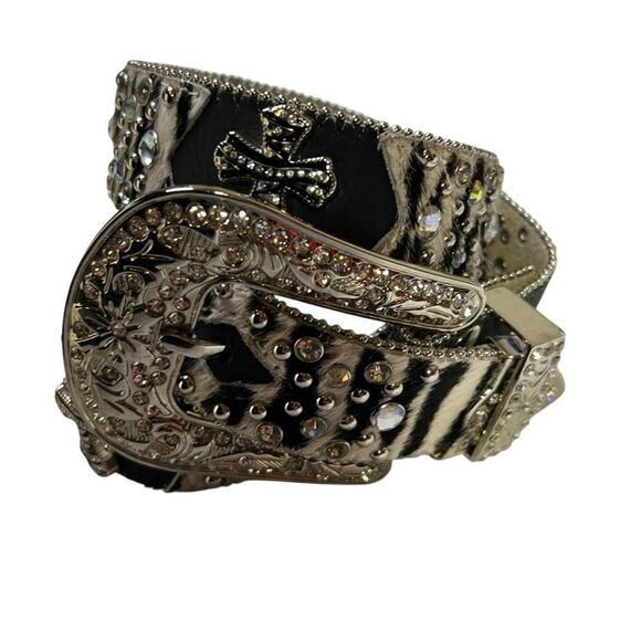 Nocona cross zebra animal hair western cowgirl belt main image 15